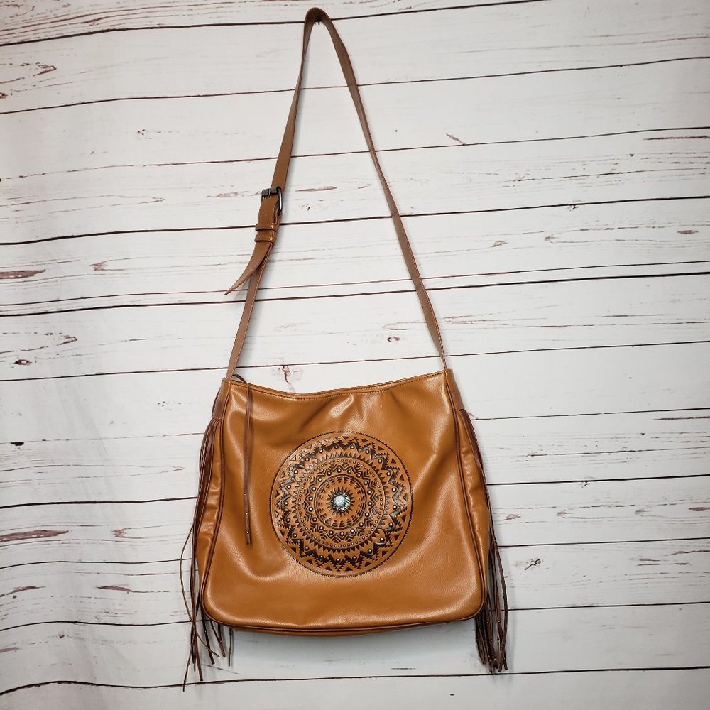 Brown Faux Leather Boho Handbag